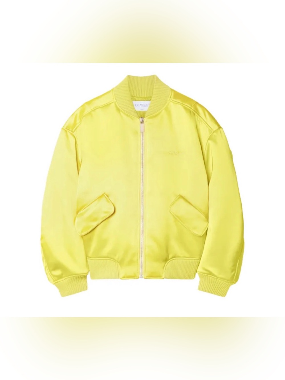OFF-WHITE Padded Duchesse Bomber Jacket With Front Zip In Yellow
